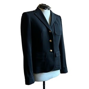 Ralph Lauren preppy wool black 3-button blazer, gold buttons. 2P